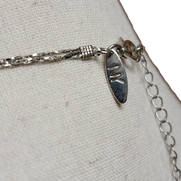 New York & Co Station Necklace Black White Silver Tone Triple Strand Beaded - Picture 4 of 4